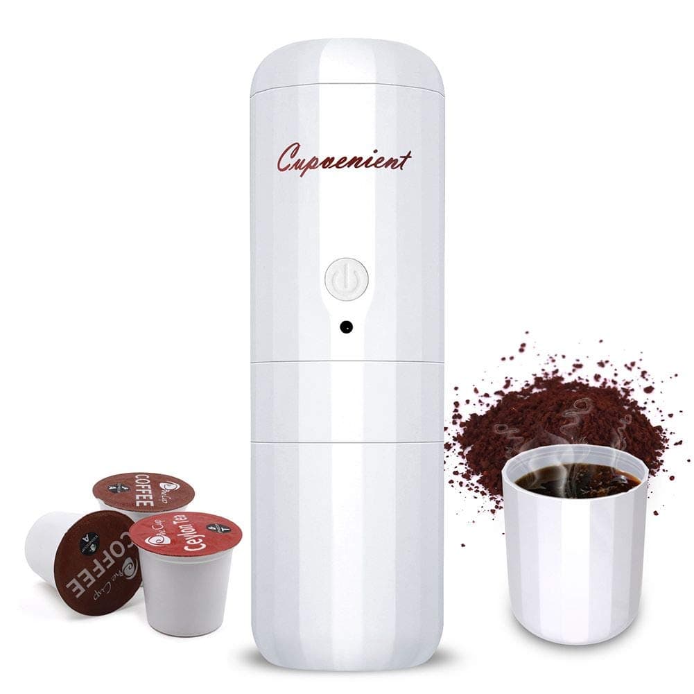 Coffee Brewer Cupvenient Portable Espresso Coffee Maker, Compatible with K-Cup Capsule and Ground Portable Coffee Machine, Battery-driven Coffee Tea Brewing, French Press Coffee & Tea Maker for Camping, Travel, Home and Office
