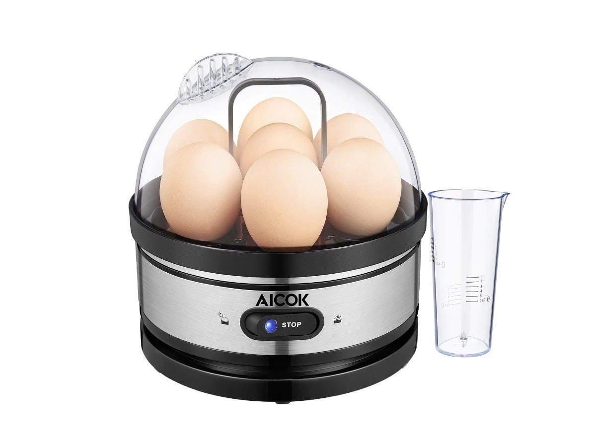 Aicok Egg Cooker, Egg Boiler, Electric Egg Maker with Steamer & Poacher Attachment