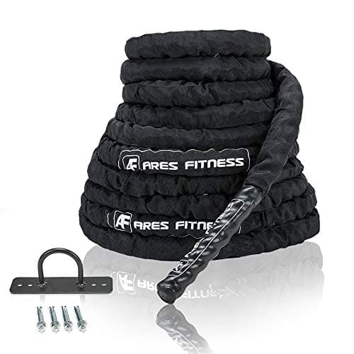 Battle Rope 1.5" Width Workout Ropes with Anchor Kit 100% Poly Dacron 30/40/50ft Length Heavy Exercise Rope for Crossfit Fitness, Strength Training, Gym Ropes