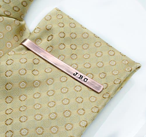 Groomsmen Tie Clip - Personalized Men's Rustic Copper Tie Bar - Monogrammed Tie Clip - Stamped Tie Clip - Copper Tie Bar