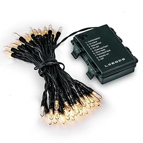 Loende Battery Operated String Lights, Christmas Lights 50 LED Clear Mini Lights Set for Christmas Tree Wedding Indoor Outdoor Wreath Party Garden Thanksgiving Decoration, 18ft Waterproof, Warm White