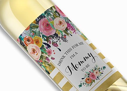 Drink This For Me - I’m a Mommy-To-Be ● SET of 5 ● Pregnancy Announcement Wine Labels, Pregnancy Reveal Wine Label, Baby Surprise, Alternative to Baby Announcement Cards, WEATHERPROOF, Gold, A103-5M1