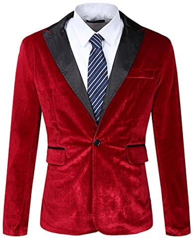 Men's Modern Fit Casual Velvet One Button Blazer Jacket