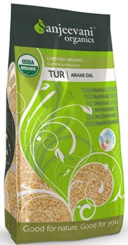 Organic Toor Dal, Organic Split Pigeon Peas (Tur Daal) 4 Pounds, USDA Organic, No Pesticides, No Chemicals