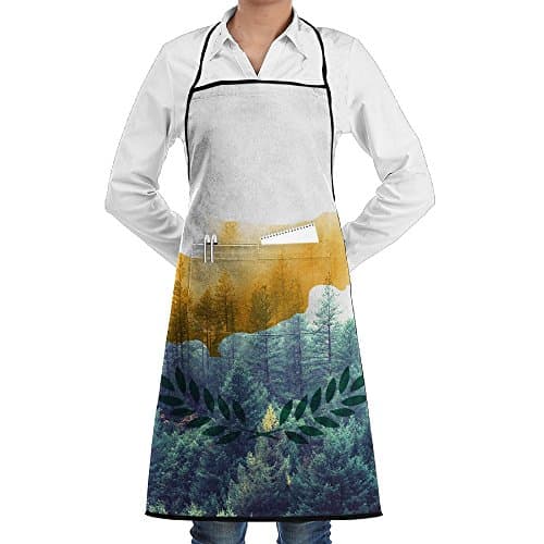 Cyprus Flag With Forest Funny Aprons Kitchen Aprons Work Aprons With Pockets, 28.3 X 20.8" Cute Apron For Cooking,Baking,Gardening,Crafting,BBQ