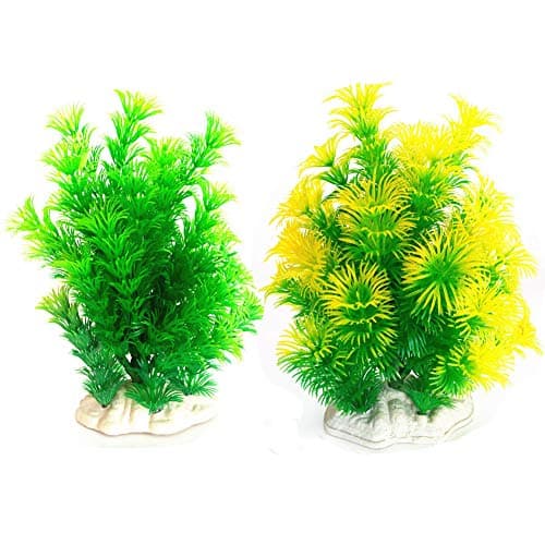 ECOLOG 4 Pieces Artificial Plastic Plants Fish Tank,Artificial Green Aquarium Aquatic Plants,Grass Water Plants for Ornament Decoration Plastic Submarine and More,Creating Vivid Landscape