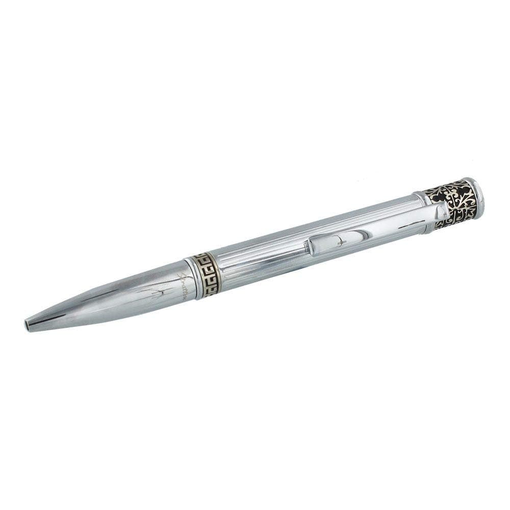 Stratton Ballpoint Pen - Silver with black Scroll Effect