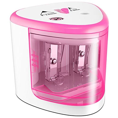 Morous Electric Pencil Sharpener Battery-Powered, Dual Holes High-Speed Automatic Pencil Sharpener (Pink)