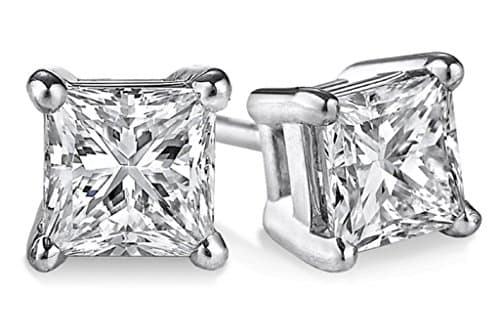 PARIKHS Princess cut Diamond stud Popular Quality 14k White Gold (0.20ctw, Clarity-I2)