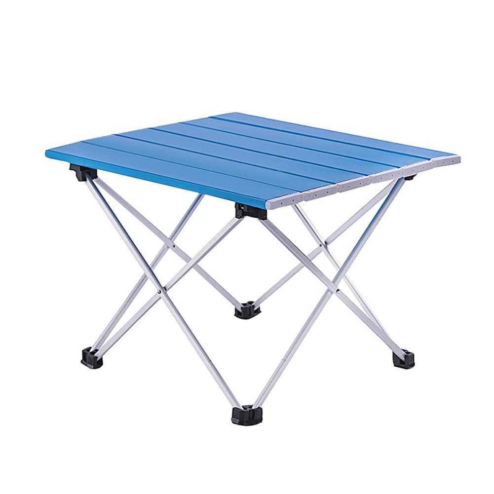 Porlae Camping Table Folding Camping Table Portable Aluminum Beach Table with Carry Bag for Outdoor Cooking, Hiking, Travel and Picnic Blue-Silver
