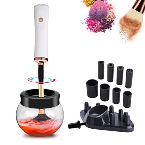 Makeup Brush Cleaner and Dryer, Automatic Electric Clean and Dry Machine in few seconds 360 Rotation with 8 Rubber Holders Suit for All size Makeup Brushes
