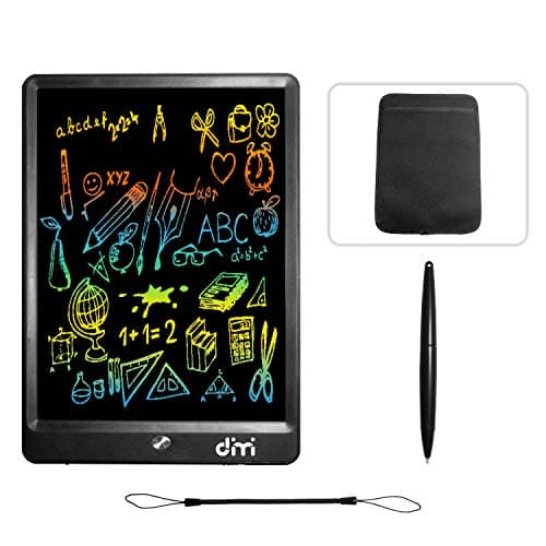 10 inch LCD Writing Tablet,Colorful Screen Electronic Writing Board Doodle Pads Drawing Board Gifts for Kids + Erase Button Lock Included(Black+Case+ Lanyard) (Black)