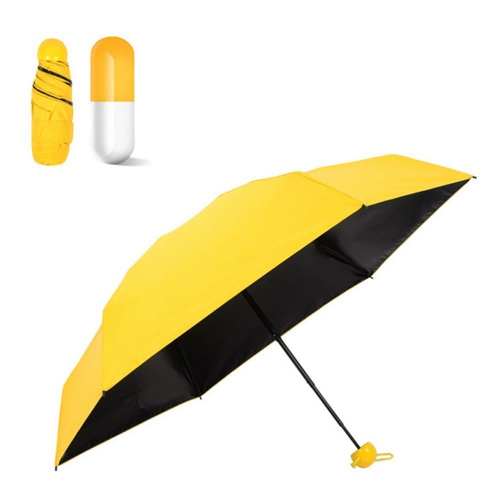 TT Studio Ultra Lights and Small Mini Folding Umbrella with Cute Capsule Case Waterproof Ultra Protective (95% UV Resistance)