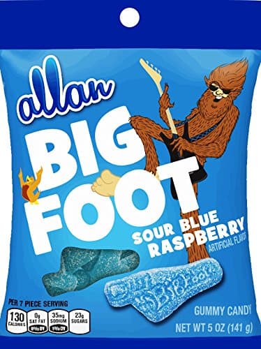 Allan Big Foot Original Gummy Candy, Blue Raspberry, 5 Oz (Pack of 2)
