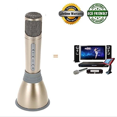 Handheld Wired Condenser Microphone for Mobile phone Karaoke Microphone Singing Mini KTV (GOLD)