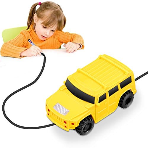 Kaerdun Inductive Train Toy Magic Mini Car Follow Drawn Black Line for Kids (Yellow SUV)