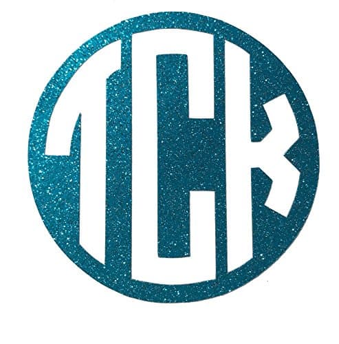 Monogram Pop - Glitter Vinyl Circle Monogrammed Multi-Function Expanding Cell Phone Holder Stand Grip for Smartphones