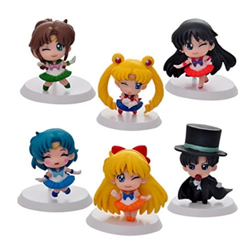 6 Pcs Sailor Moon Action Figure, Sailor Moon Mini Figures, Cake Topper Decoration, 2"