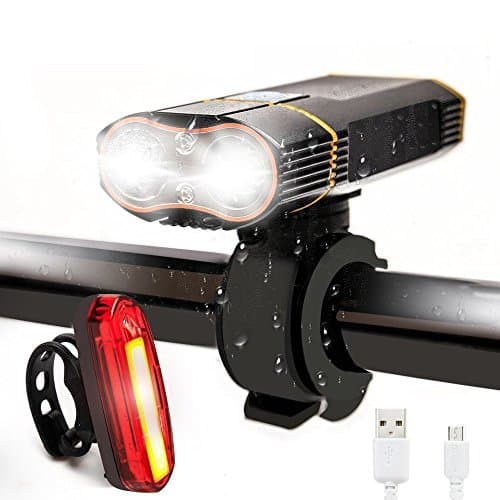 HOSYO USB Rechargeable Bike Light Set Bicycle Light 6 Modes Safety Tail Light & Mount, Waterproof, Durable & Easy to Install & Remove for All Bike Safe Outdoor Cycling