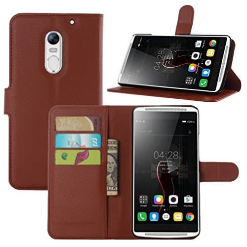 Lenovo Vibe X3 Case, Premium PU Leather Wallet Flip Case Cover with Stand Card Holder for Lenovo Vibe X3 2015 Smartphone (Wallet - Brown)