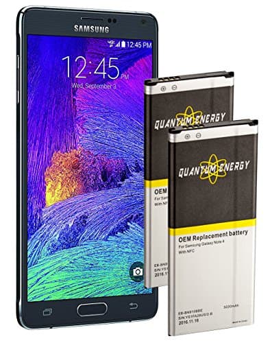 QUANTUM ENERGY 2x Batteries with NFC for Samsung Galaxy Note 4, 24 Month Warranty