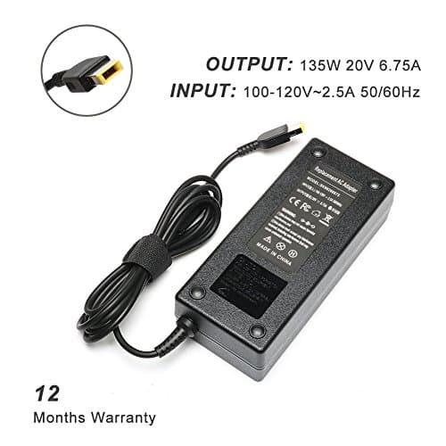 CIHA Square Tip 135W 20V 6.75A AC Adapter Laptop Charger for Lenovo ThinkPad T440p T450p T460p T530 T540 T540p T560 W510 W540 ADL135NDC3A Lenovo IdeaPad Y700 100 Z710 Y50-70