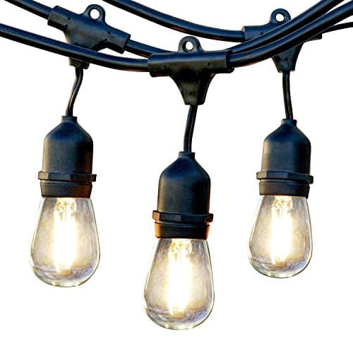 Brightech Ambience Pro - Waterproof LED Outdoor String Lights - Hanging 1W Vintage Edison Bulbs - 48 Ft Commercial Grade Patio Lights Create Bistro Ambience On Your Porch
