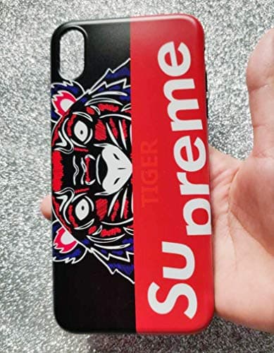 iPhone X XS Case, Advanced Quality Pop Street Art Young Fashion Cool Black Red Tiger Design iPhone X XS Case for Girls Boys