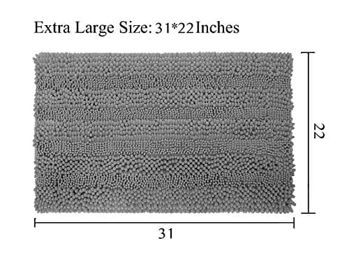 Sell4Style Plush Bath Mat Absorbent Chenille Bathroom Shower Rugs Soft Shaggy Carpet with Non-Slip Backing, 22 by 31- Inch (Gray)