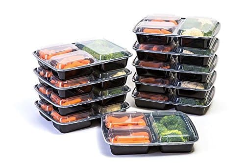 Value Pack Manage Meal 3 Compartment Lunch Boxes - Food Preparation and Storage Containers with Lids - Set of 10 Bento Boxes Reusable Perfect for Work, School, and Picnics!