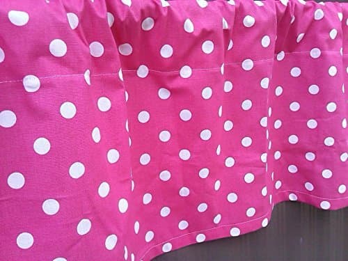 Candy Pink and White Polka Dot Valance Curtains, Two Valance Curtains, 100% quality cotton Premier Prints drapery fabric Minnie Mouse Themed Bedroom