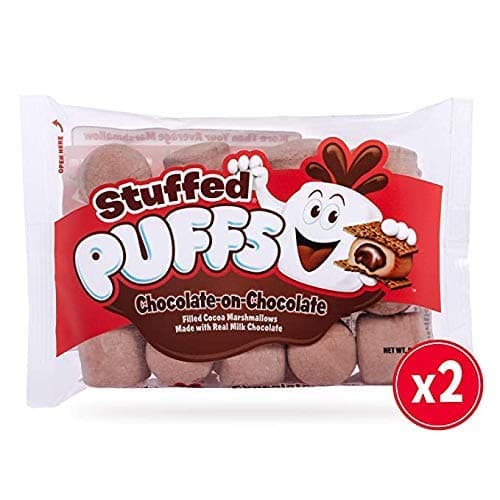 Stuffed Puffs - Chocolate-on-Chocolate 2 Pack, Chocolate Filled Cocoa Marshmallows Made with Real Chocolate, 2 bags (8.6 oz each)