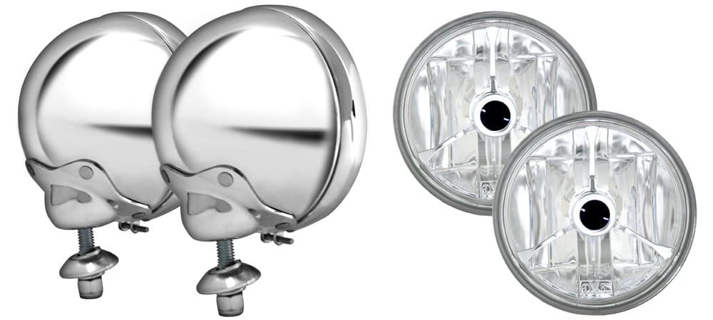 Adjure HB42020-34 Chrome 4-1/2" Smooth Spot Light Bucket with Black Dot Spot Lamp