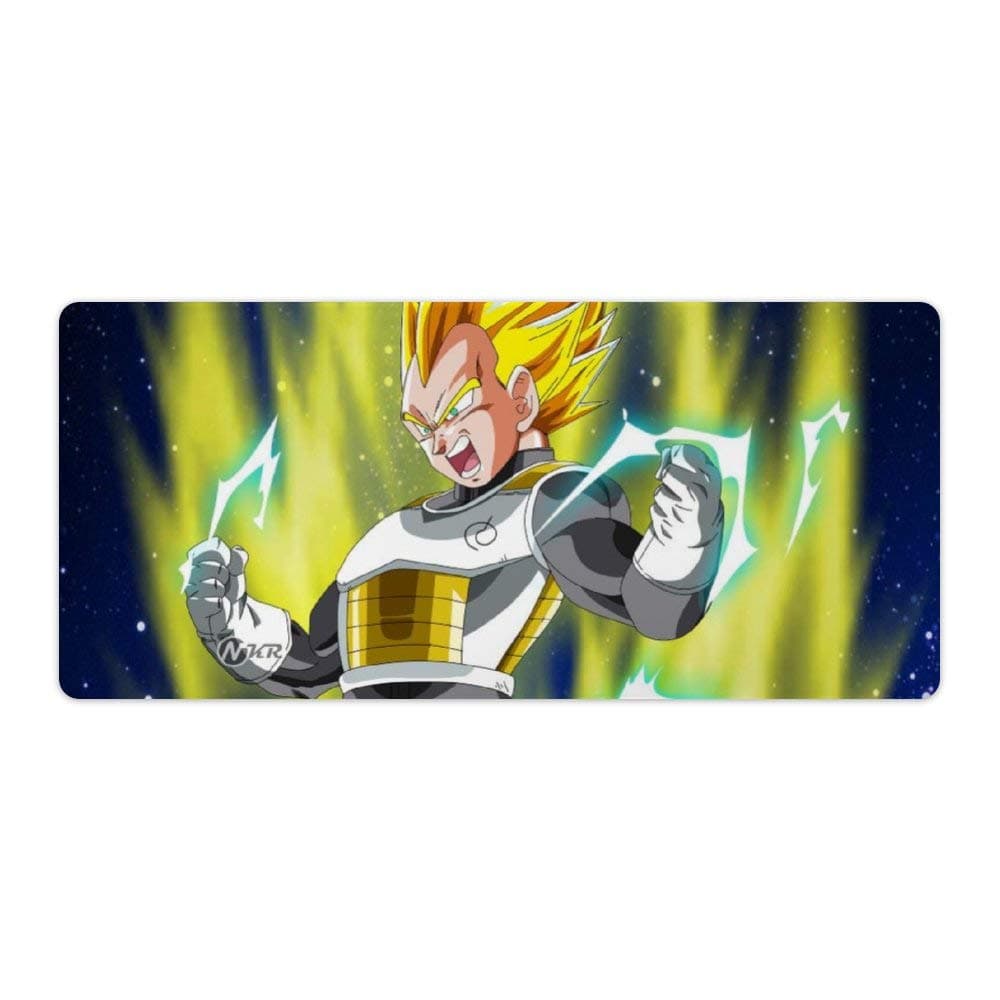 Large Mousepad,Gaming Mouse Pad 3D Print,Keyboard and Mouse Pad Locking Table Mat,Waterproof Desk Mat for Office and Home,Dragon Ball Vegeta Super Saiyan,40X90Cm