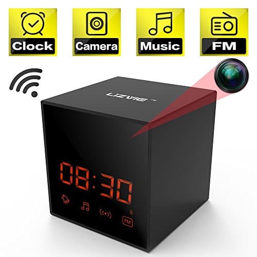 Spy Hidden Nanny Home Wifi Clock Camera, Enhanced Night Vision, Wireless Speaker, Motion Detection, Remote Live Video Recorder, FM Radio, 12&24 Alarm Clock, iOS and Android Compatible