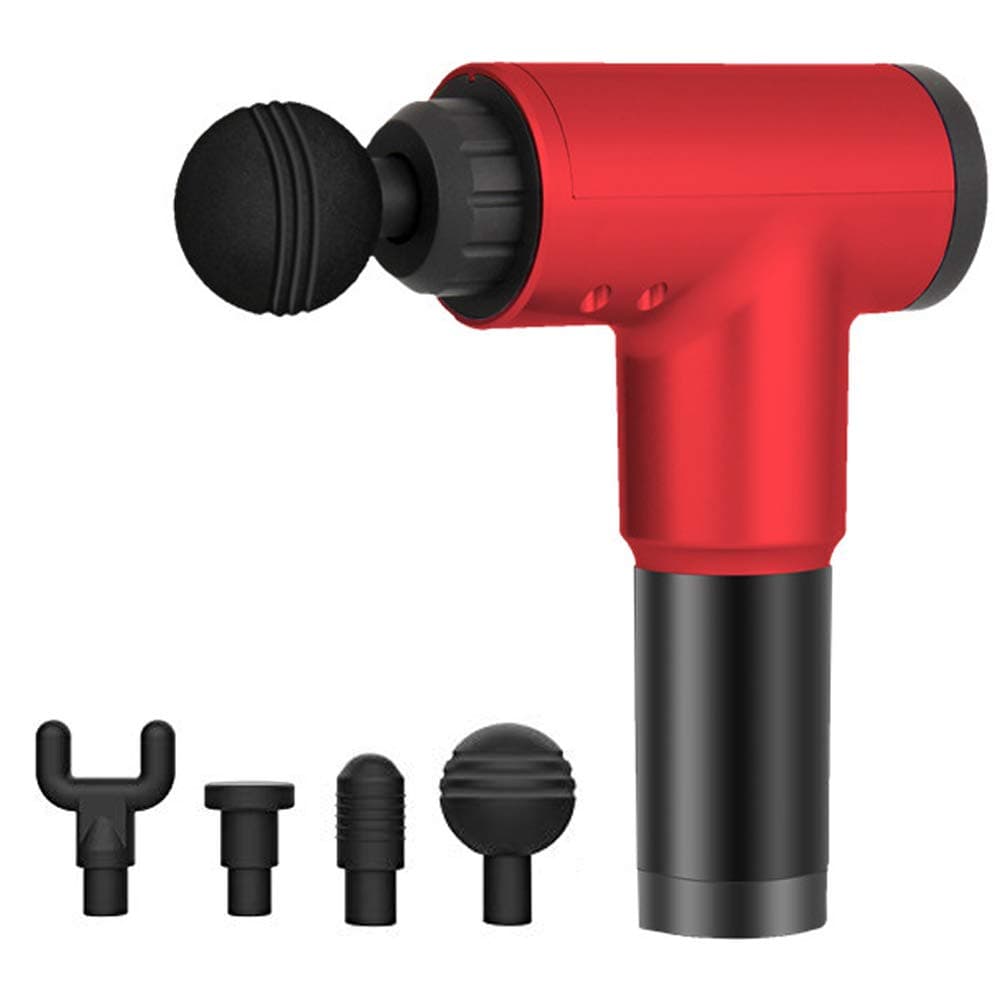 CHERRYSUNNY Professional Deep Tissue Percussion Massage Gun,Cordless Handheld Quiet Powerful Brushless Motor Muscle Massage Gun, Includes 4 Massage Heads (Red)