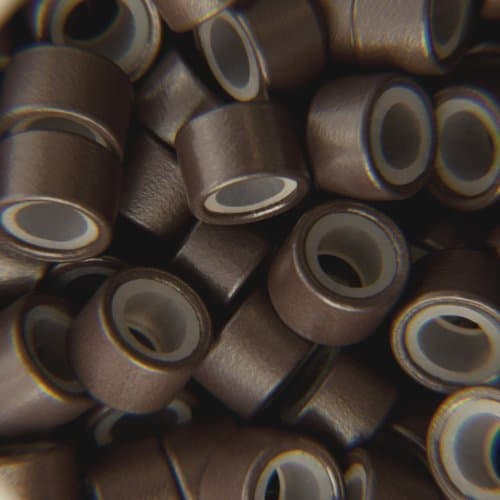 Silicone Lined Micro Rings - 100 Brown 5mm rings links for I Tip Hair and Feather Extensions by Chic Hair Designs