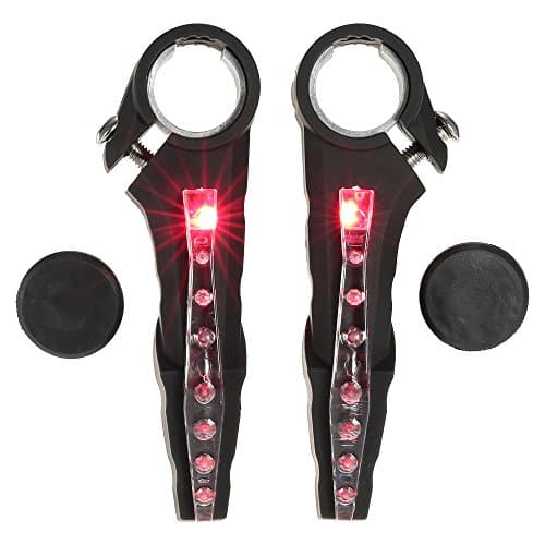 BicycleStore 1 Pair OX Horn IPX 4 Warning Handlebar Light for Mountain Bicycle,Safety Bike Light for 22-25mm Diameter Handlebar (Red)