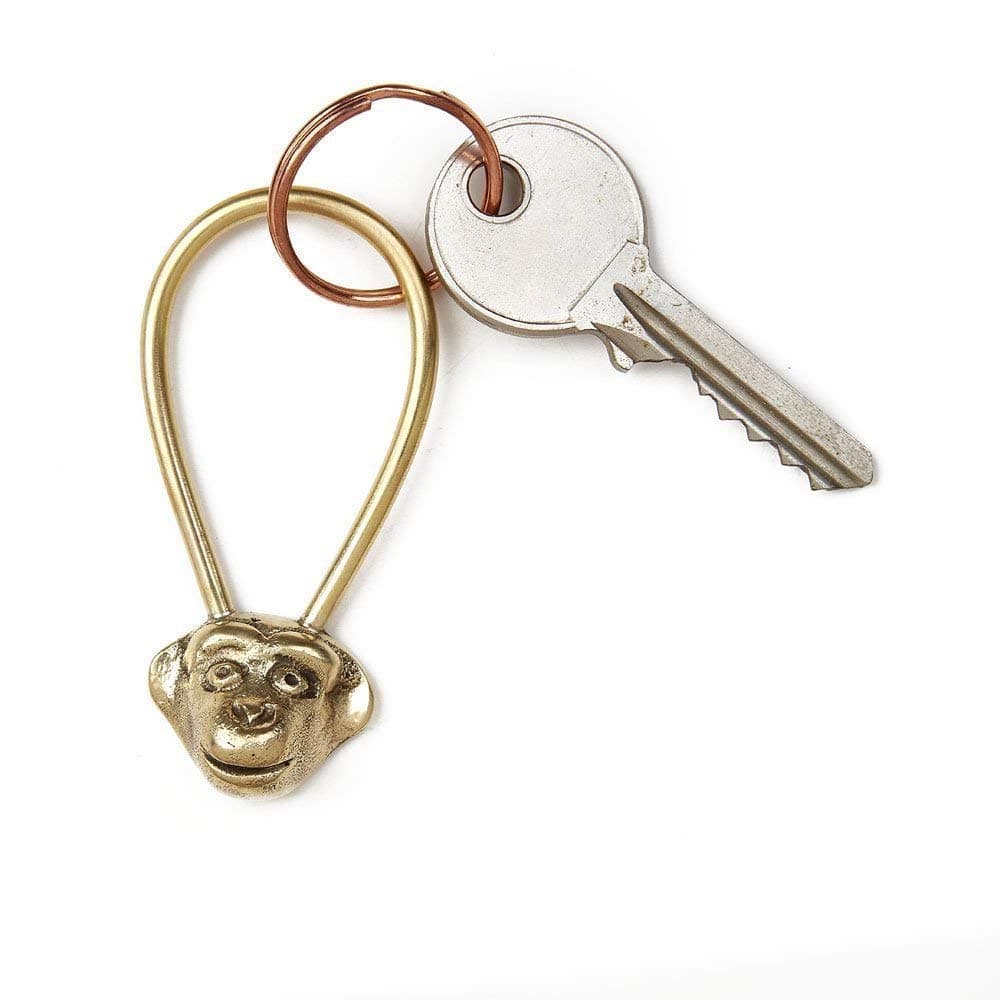 Handmade Monkey head keyring, keychain, Brass, Animal key chains, For him, For her.