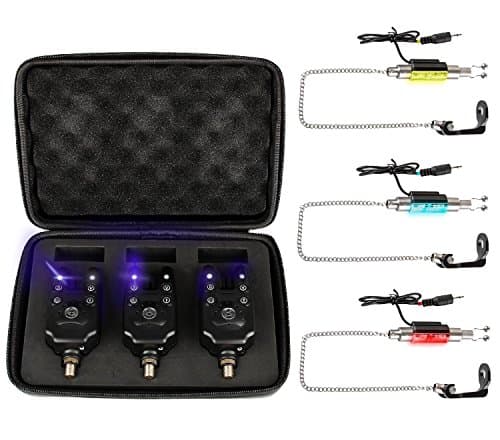 Fishing Bite Alarm Indicator, (3pcs per Set) Original New LED Sound Alert On Fishing Rod with Loud Siren Outdoor [Adjustable Function: 3 modes of Sensitivity, 4 modes of Tone and 5 modes of