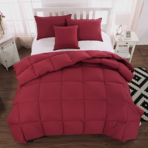 unite down Live Down Goose Down Feather Comforter/Duvet/Quilt For All Seasons 100% Organic Cotton (Twin 68x86inch, Red)