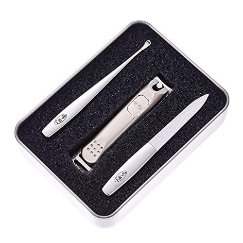 JUNLY Nail Clipper and Nail File and Ear Pick ,3 in 1 High-Quality Stainless Steel Personal Care Kit