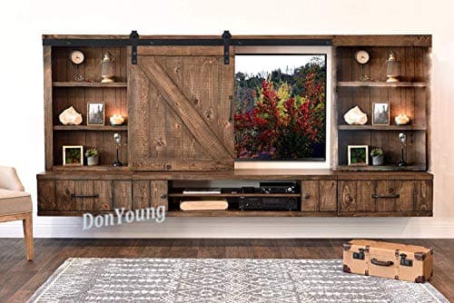 Barn Door Hardware for Cabinet, 8FT/96'' Mini Cupboard Sliding Barn Door Track Hardware Kit for Single Small Door for Cabinet Closet and TV Stand, Special for Fireplace, Dog Kennel and Wardrobe