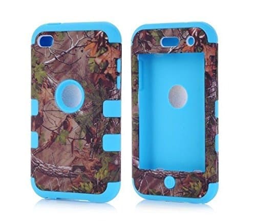 Kecko(TM) Defender Tough Armor Tree Camo Shockproof Dual Layer High Impact Camouflage Hunting Tree Forest Hybrid Hard Suitable Fit Case Cover For ipod Touch 4 4th Only--Forest/Tree/Leaves On The Core (Blue)