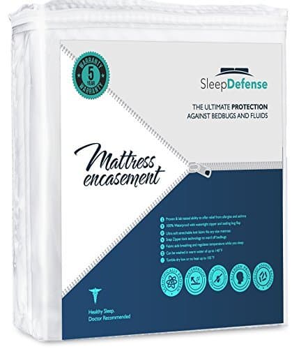 Sleep Defense Premium 100% Waterproof/Bed Bug Proof Noiseless Mattress Encasement, Fully Protect Your Mattress from Bed Bugs, Fluids, Mites and Allergens, Queen Standard by Sleep Defense