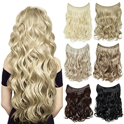 EMERLY Secret Flip Extensions 20inch One Piece Highlight Invisible Crown Headband Hairpieces Hidden Elastic Miracle Fish Wire Synthetic Wavy Ombre Hair Extensions