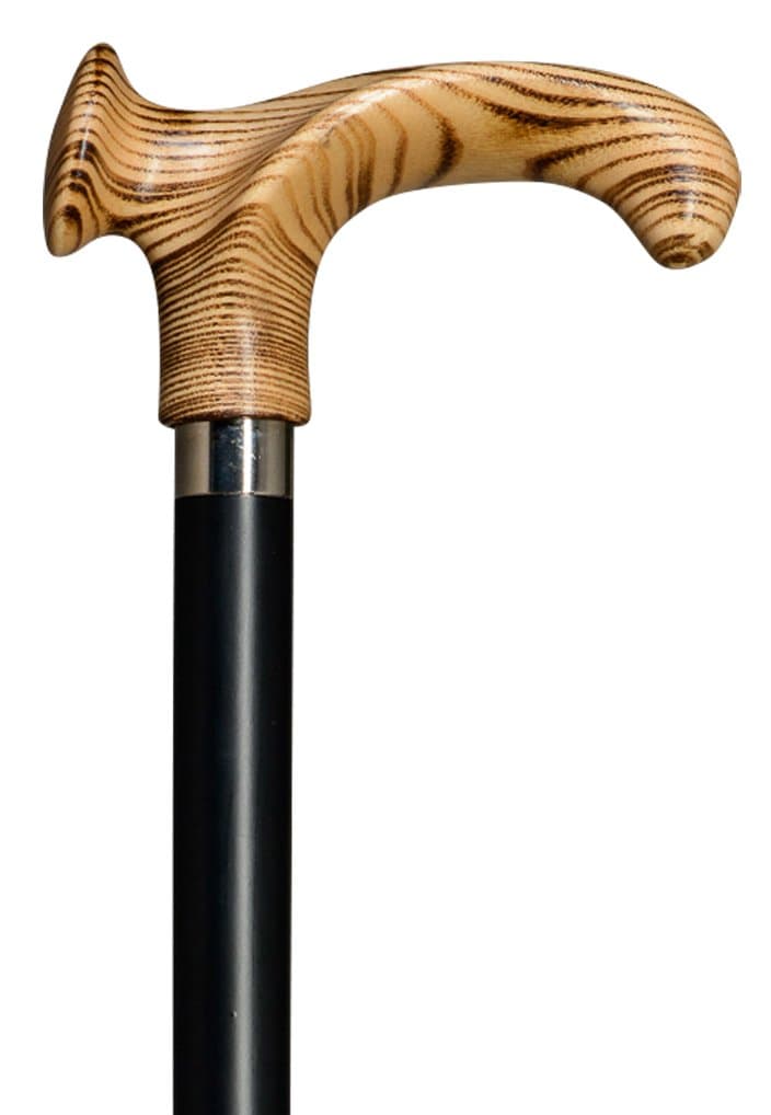 Relax Ash Elegant Anatomical Walking Stick Relaxgriff Easy Black Stained Beech Derby, scorched Ash) Placed On A with Rubber Buffer.