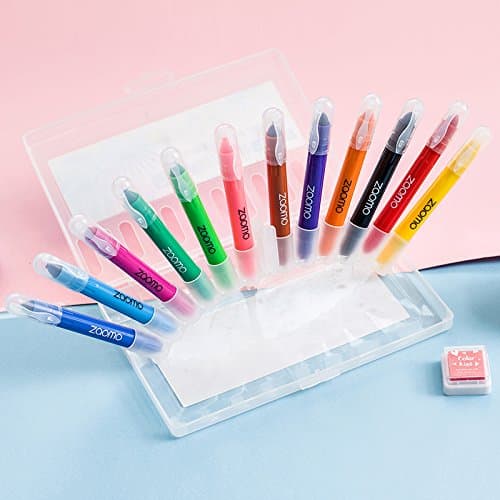 InnoDesktop Set of 12 Gel Crayons Smooth Bright Washable Twistable Watercolor Pastel Rainbow Stand-up Storage Case