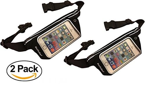 BlueSkyBos Super Value 2 Pack Running Belt Waist Pack Workout Waist Waistband Bag Sweatproof/Water-Resistant Light Weight for iPhone 6+ Galaxy S6 S7 with Touch Screen