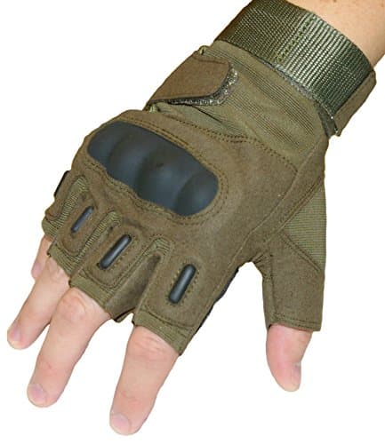 Crownover Tactical ECHELON Gloves, Adjustable Full-finger Hard Knuckle Protection Military Shooting Outdoor Cycling Hunting Riding Airsoft Gloves (Green Fingerless, X-Large)